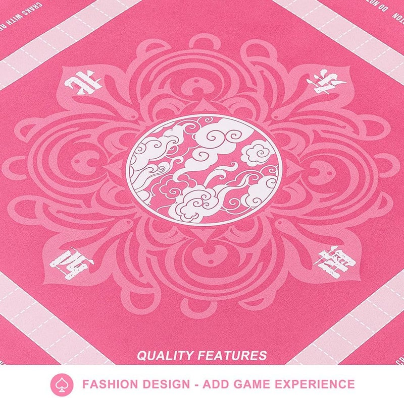 TANSOREX Mahjong Mat for Table with Printed American Rules & Carry Bag, 32.4x32.4 Inch Non-Slip Silent Tabletop Gaming Mat for American Mahjong & Tile Games (Pink) - Image 5